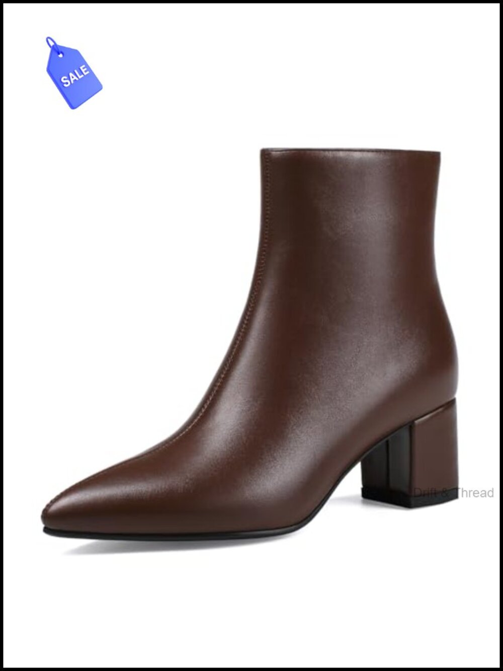 Pointed Toe Ankle Boot Chunky Block Low Heel Boot